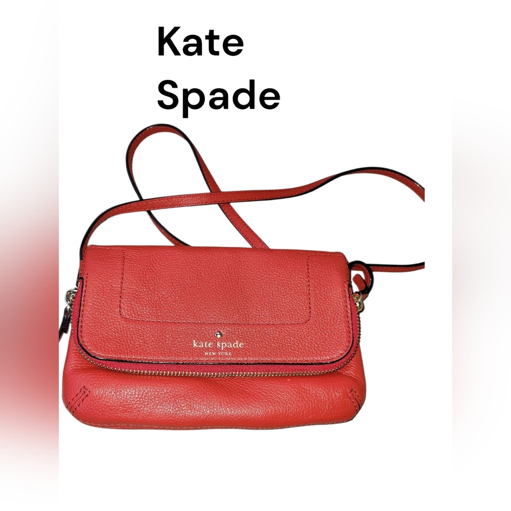 Kate Spade Mariana Mansfield leather Crossbody bag persimmon red EUC